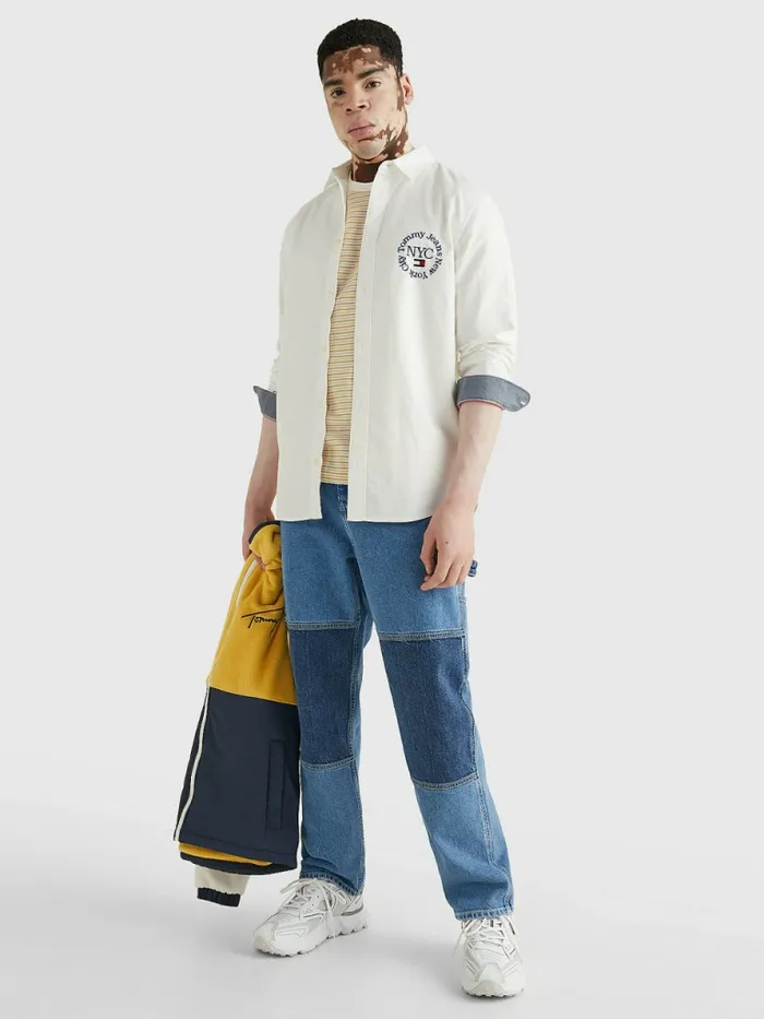 Tommy Hilfiger Organic Oxford Cotton Shirt Ancient White Mens Shirts Cheap On Sale