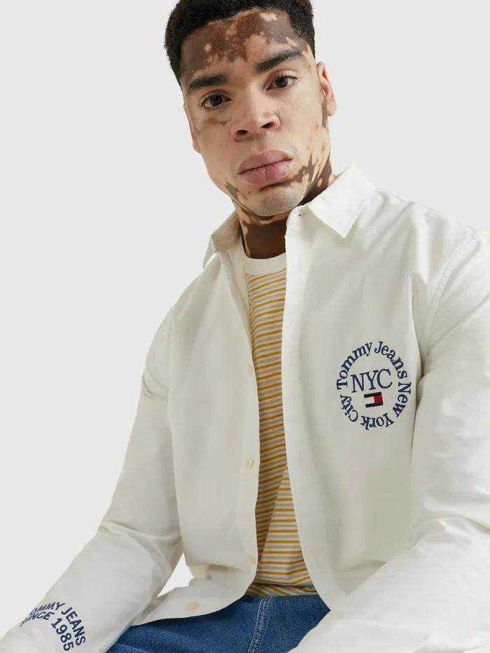 Tommy Hilfiger Organic Oxford Cotton Shirt Ancient White Mens Shirts Cheap On Sale