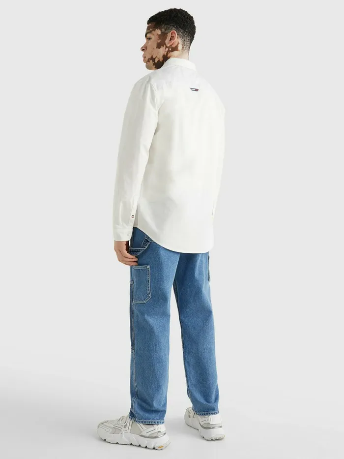 Tommy Hilfiger Organic Oxford Cotton Shirt Ancient White Mens Shirts Cheap On Sale