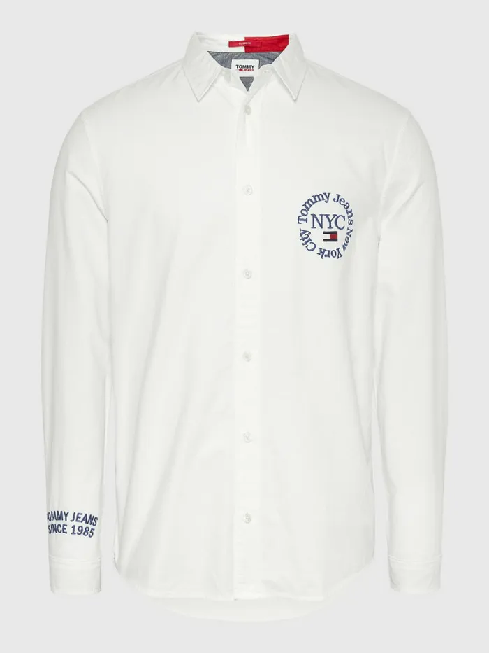 Tommy Hilfiger Organic Oxford Cotton Shirt Ancient White Mens Shirts Cheap On Sale