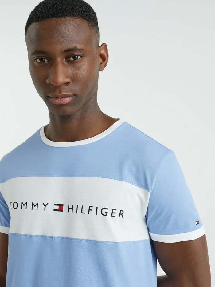 Tommy Hilfiger Original ColourBlocked Logo TShirt Peri Blue Mens TShirts Gift Ideas