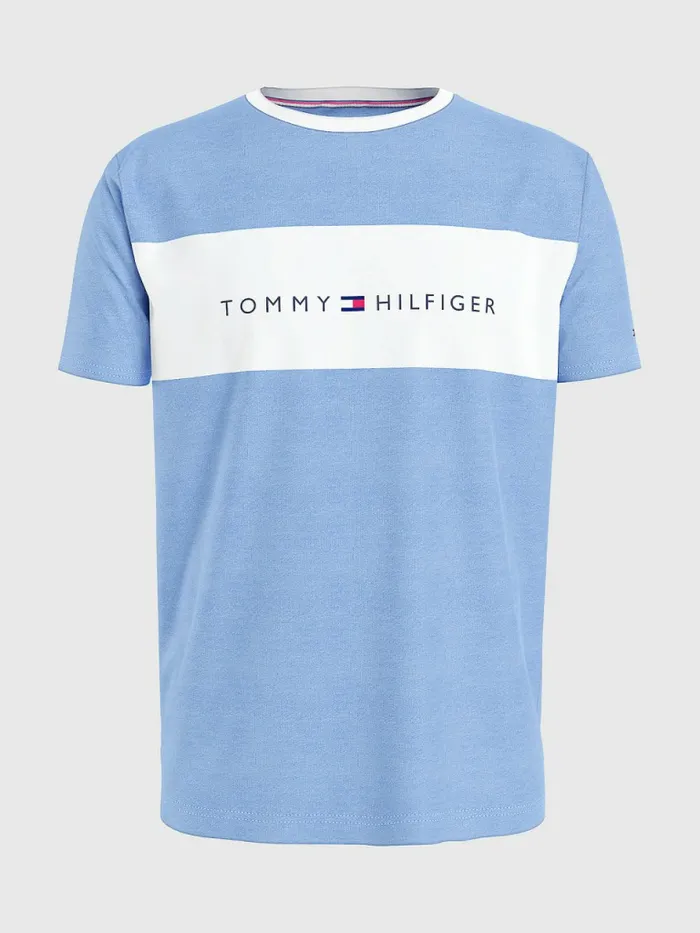 Tommy Hilfiger Original ColourBlocked Logo TShirt Peri Blue Mens TShirts Gift Ideas