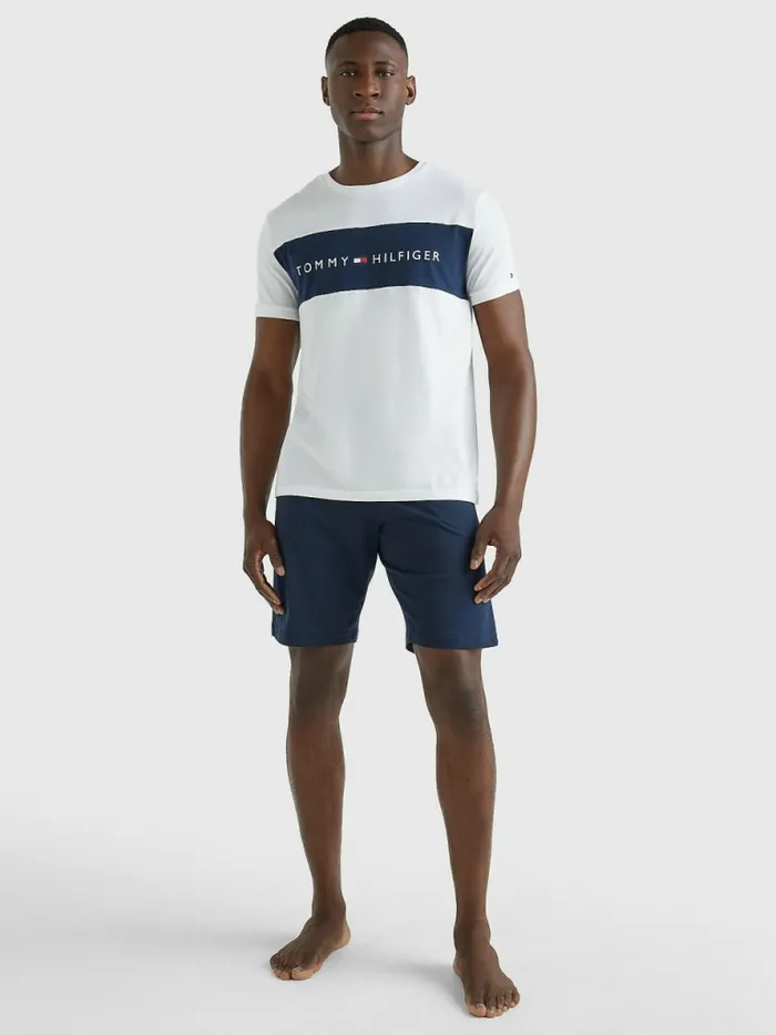 Tommy Hilfiger Original ColourBlocked Logo TShirt White Mens Essentials