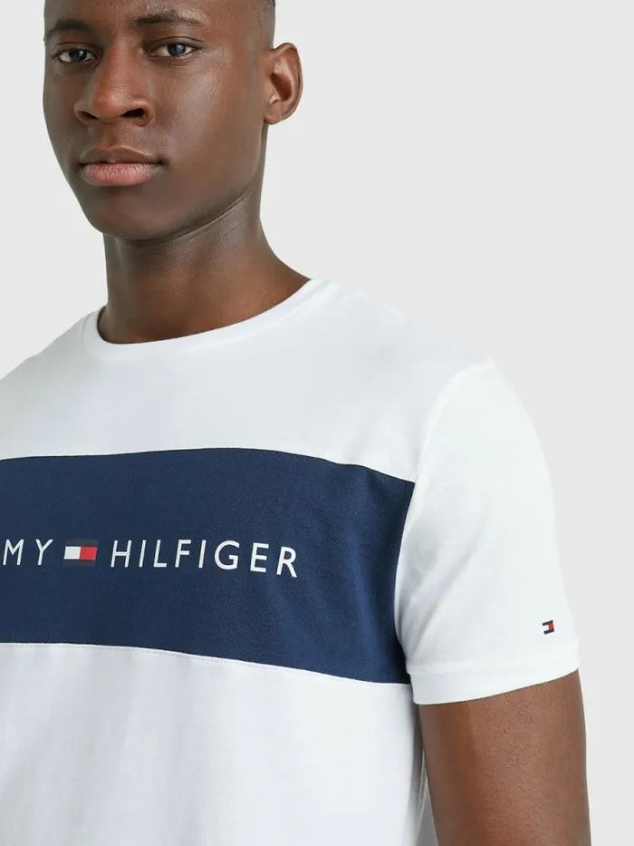 Tommy Hilfiger Original ColourBlocked Logo TShirt White Mens Essentials