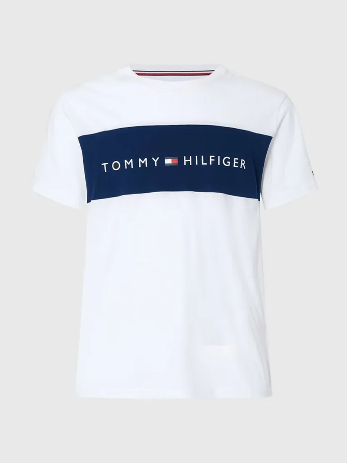 Tommy Hilfiger Original ColourBlocked Logo TShirt White Mens Essentials