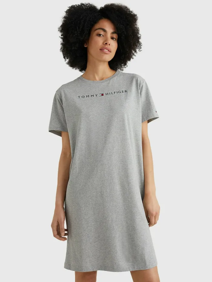 Tommy Hilfiger Original Half Sleeve Nightdress Grey Heather Womens Essentials Sale