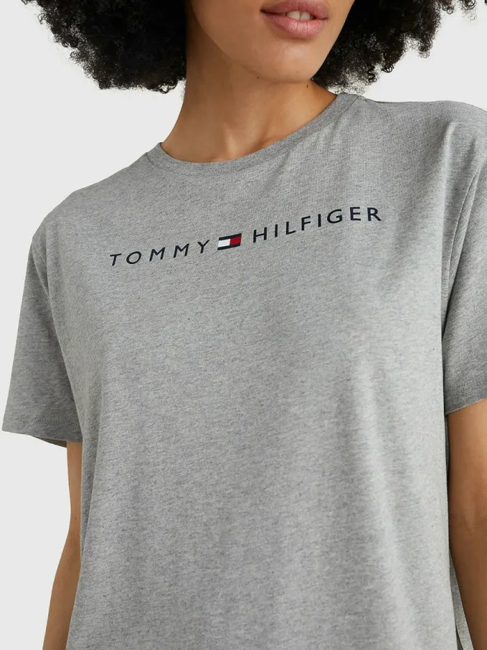 Tommy Hilfiger Original Half Sleeve Nightdress Grey Heather Womens Essentials Sale