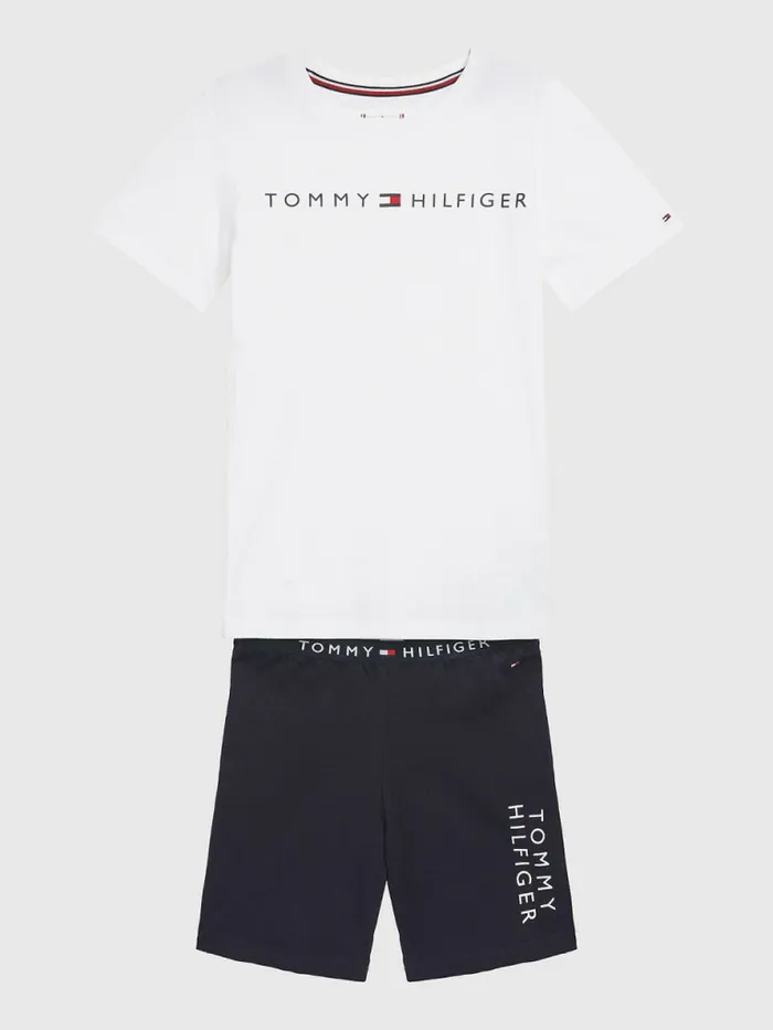 Tommy Hilfiger Original Logo Short Pyjama Set WhiteDesert Sky Boys Underwear and Socks Gift 4 You Tommy Hilfiger Original Logo Short Pyjama Set WhiteDesert Sky Boys Underwear and Socks Gift 4 You