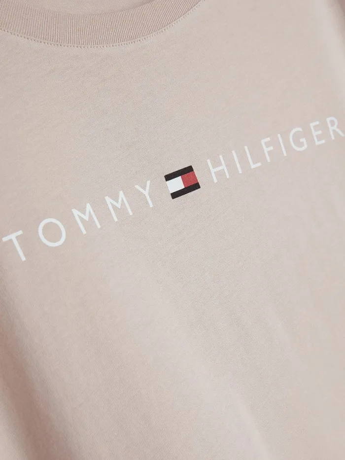 Tommy Hilfiger Original Logo TurnBack Cuff TShirt Balanced Beige Womens Lounge and Nightwear