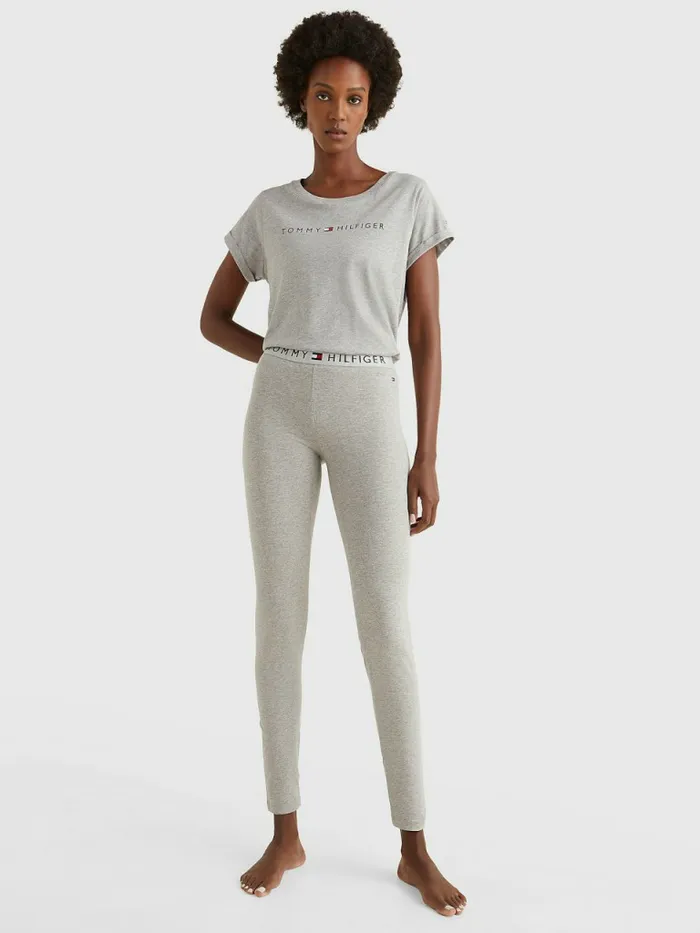 Tommy Hilfiger Original Logo TurnBack Cuff TShirt Grey Heather Womens Essentials