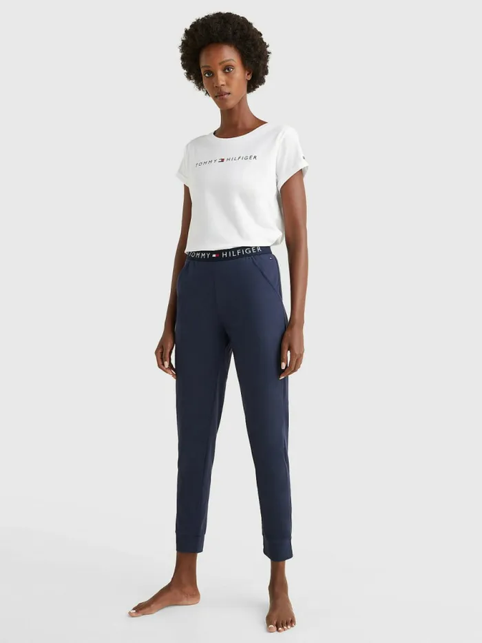 Tommy Hilfiger Original Logo TurnBack Cuff TShirt White Womens Essentials