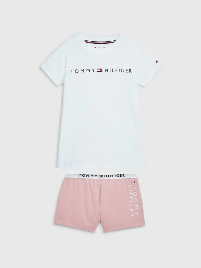 Tommy Hilfiger Original Logo Waistband Short Pyjamas WhiteRose Tan Girls Underwear and Socks For Sale Tommy Hilfiger Original Logo Waistband Short Pyjamas WhiteRose Tan Girls Underwear and Socks For Sale