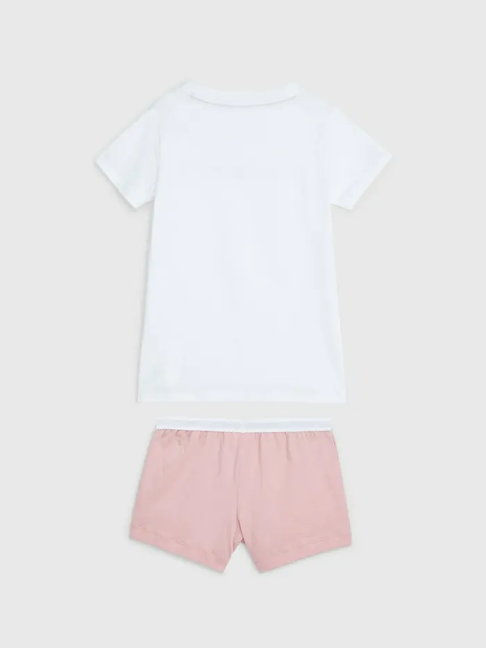Tommy Hilfiger Original Logo Waistband Short Pyjamas WhiteRose Tan Girls Underwear and Socks For Sale