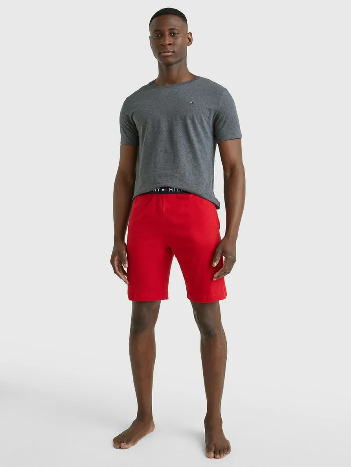 Tommy Hilfiger Original Short Sleeve Pyjama Set Dark Grey HtPrimary Red Mens Loungewear and Nightwear Tommy Hilfiger Original Short Sleeve Pyjama Set Dark Grey HtPrimary Red Mens Loungewear and Nightwear