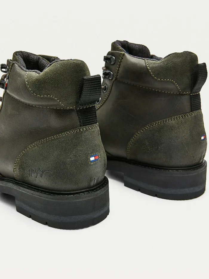 Tommy Hilfiger Outdoor Mixed Panel Ankle Boots Warm Military Mens Boots On Sale