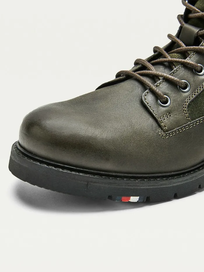 Tommy Hilfiger Outdoor Mixed Panel Ankle Boots Warm Military Mens Boots On Sale