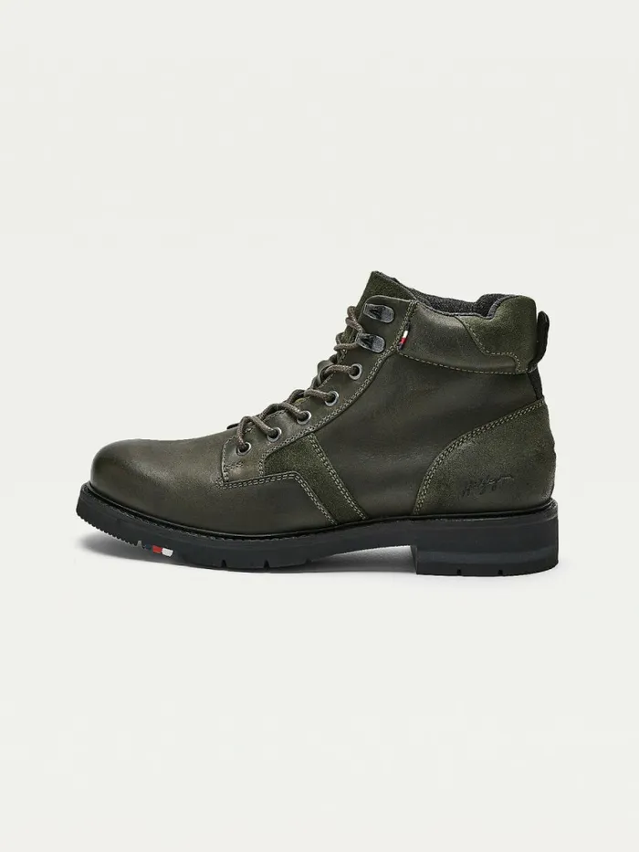 Tommy Hilfiger Outdoor Mixed Panel Ankle Boots Warm Military Mens Boots On Sale