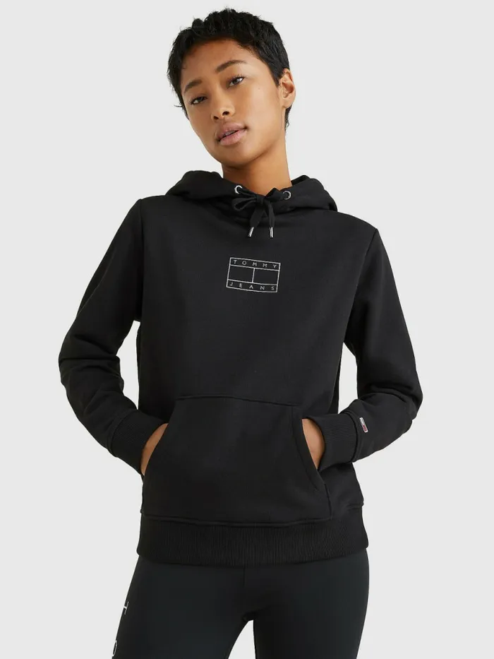 Tommy Hilfiger Outline Flag Hoody Black Womens Sweatshirts and Hoodies Online Tommy Hilfiger Outline Flag Hoody Black Womens Sweatshirts and Hoodies Online