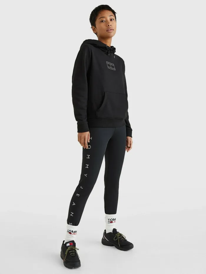 Tommy Hilfiger Outline Flag Hoody Black Womens Sweatshirts and Hoodies Online