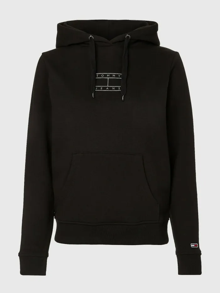 Tommy Hilfiger Outline Flag Hoody Black Womens Sweatshirts and Hoodies Online