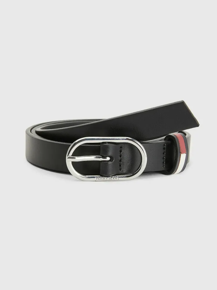 Tommy Hilfiger Oval Buckle Leather Belt Black Womens Belts Gift Ideas