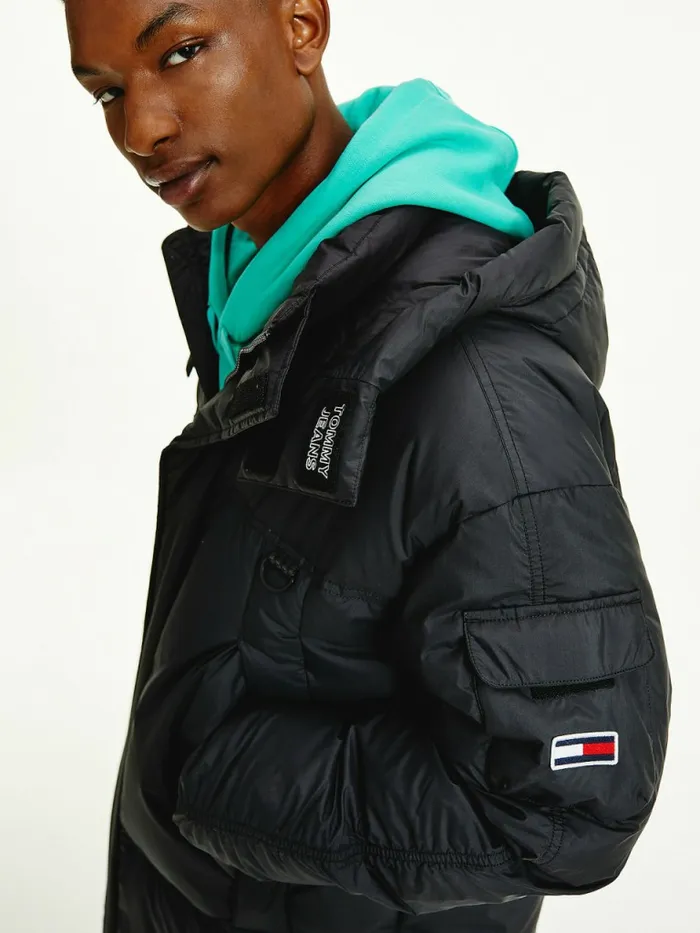 Tommy Hilfiger Oversized Down Parka Black Mens Coats and Jackets Popular