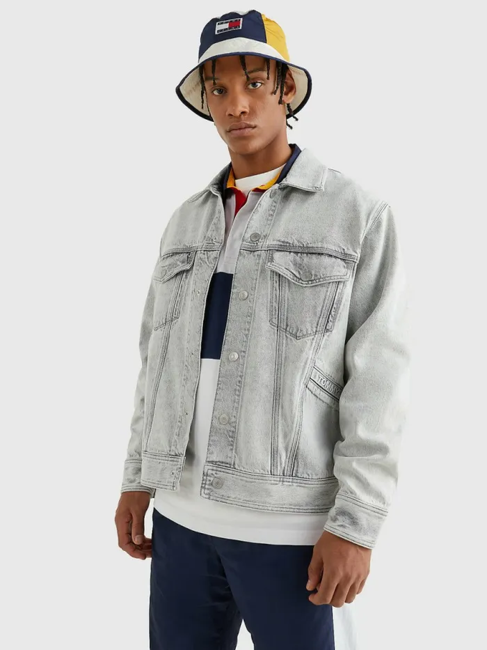Tommy Hilfiger Oversized Rigid Denim Jacket Denim Black Mens Coats and Jackets Gift for Friend Tommy Hilfiger Oversized Rigid Denim Jacket Denim Black Mens Coats and Jackets Gift for Friend