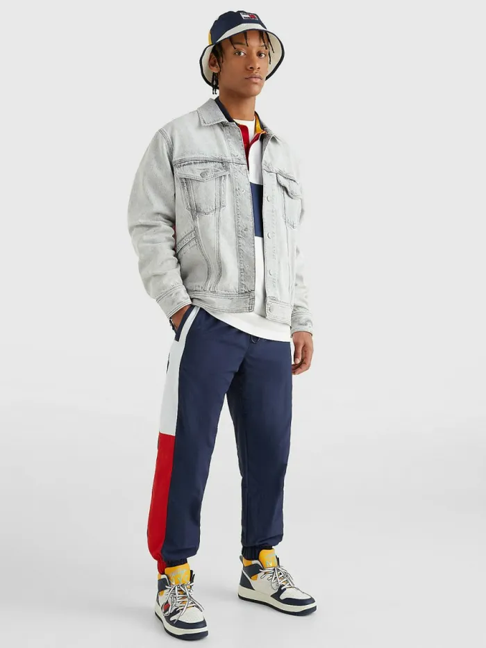 Tommy Hilfiger Oversized Rigid Denim Jacket Denim Black Mens Coats and Jackets Gift for Friend