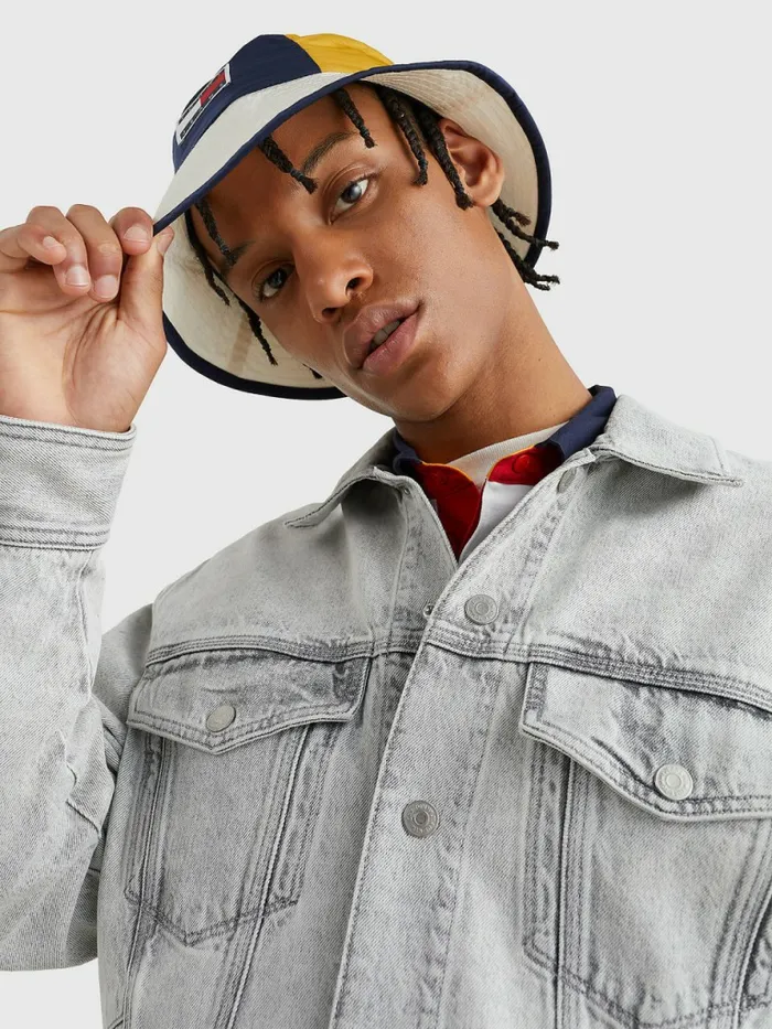 Tommy Hilfiger Oversized Rigid Denim Jacket Denim Black Mens Coats and Jackets Gift for Friend