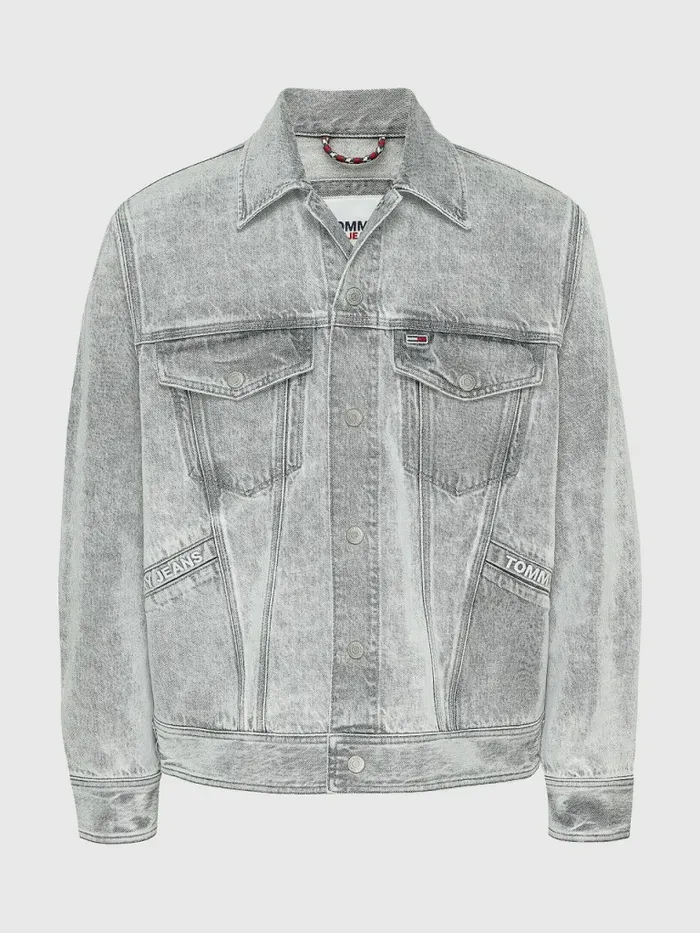 Tommy Hilfiger Oversized Rigid Denim Jacket Denim Black Mens Coats and Jackets Gift for Friend