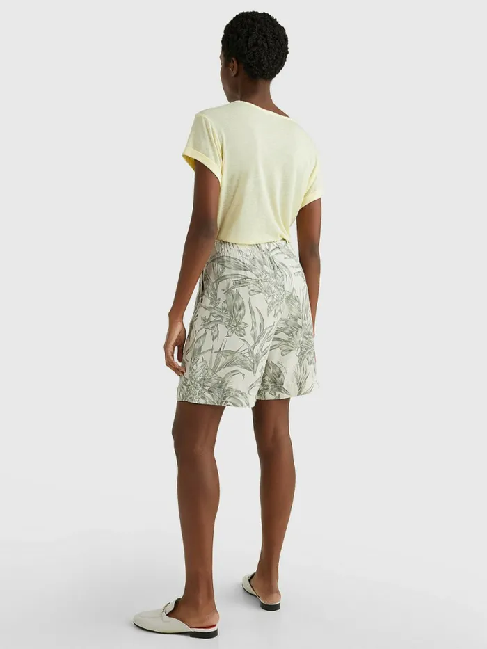 Tommy Hilfiger Palm Print Pleated Shorts Pineapple IslandEcru Womens CoOrds Online
