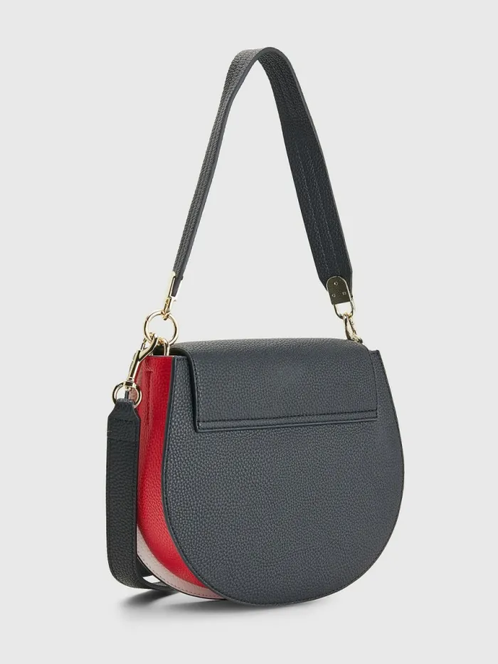Tommy Hilfiger Pebble Grain Saddle Bag Navy Corporate Womens Bags On Sale