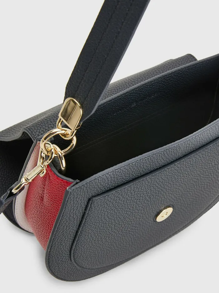 Tommy Hilfiger Pebble Grain Saddle Bag Navy Corporate Womens Bags On Sale
