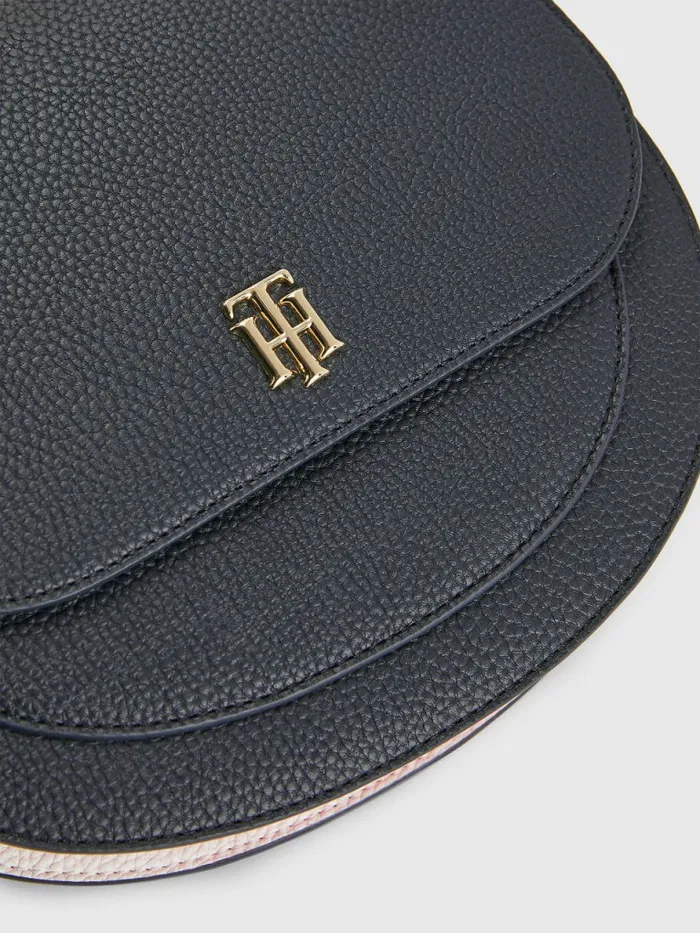 Tommy Hilfiger Pebble Grain Saddle Bag Navy Corporate Womens Bags On Sale