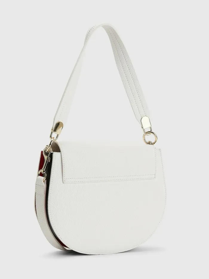 Tommy Hilfiger Pebble Grain Saddle Bag White Corporate Womens Bags Cheap On Sale