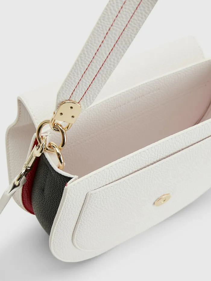 Tommy Hilfiger Pebble Grain Saddle Bag White Corporate Womens Bags Cheap On Sale