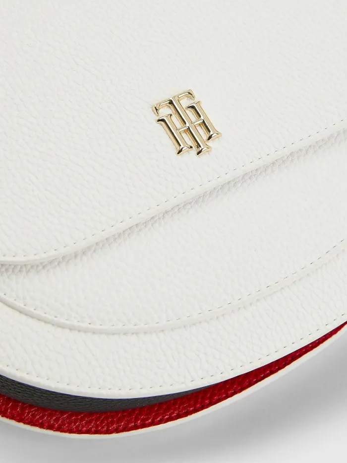 Tommy Hilfiger Pebble Grain Saddle Bag White Corporate Womens Bags Cheap On Sale