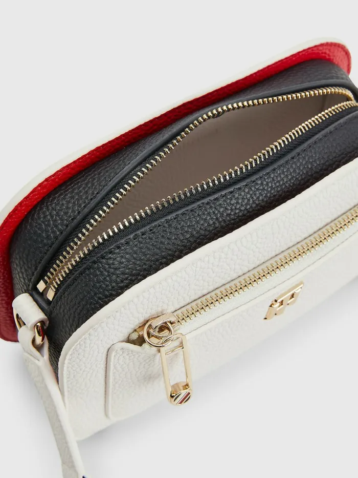 Tommy Hilfiger Pebble Grain Signature Camera Bag White Corporate Womens Bags Fashion