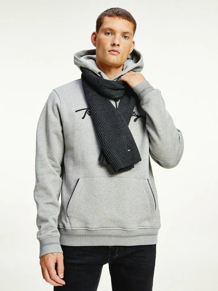 Tommy Hilfiger Pima Cotton Cashmere Scarf Charcoal Gray Mens Hats and Scarves Gift for Friend