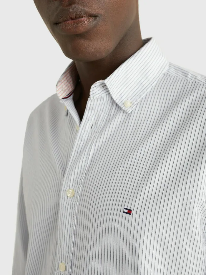 Tommy Hilfiger Pinstripe Regular Fit Shirt Breezy BlueMulti Mens Shirts On Sale
