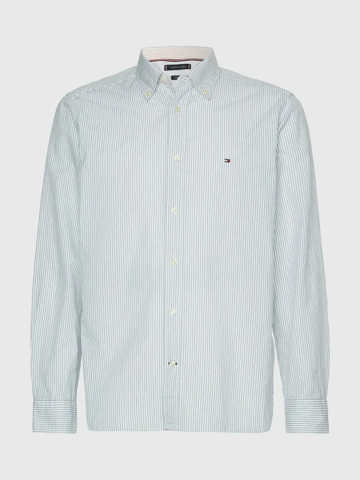 Tommy Hilfiger Pinstripe Regular Fit Shirt Breezy BlueMulti Mens Shirts On Sale