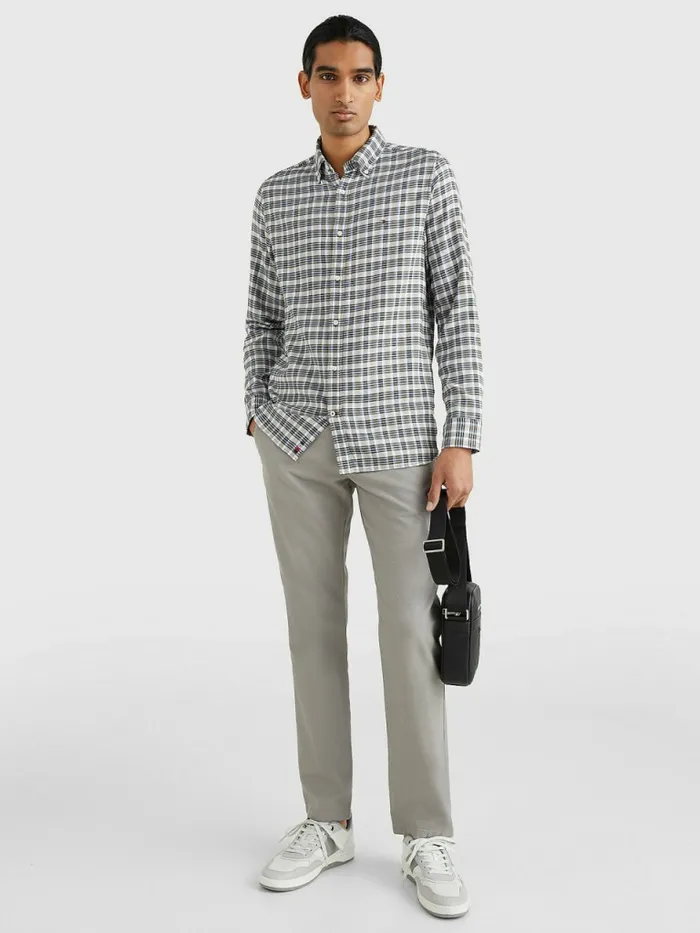 Tommy Hilfiger Plaid Check Slim Fit Oxford Shirt Army GreenDesert SkyMulti Mens Shirts Online