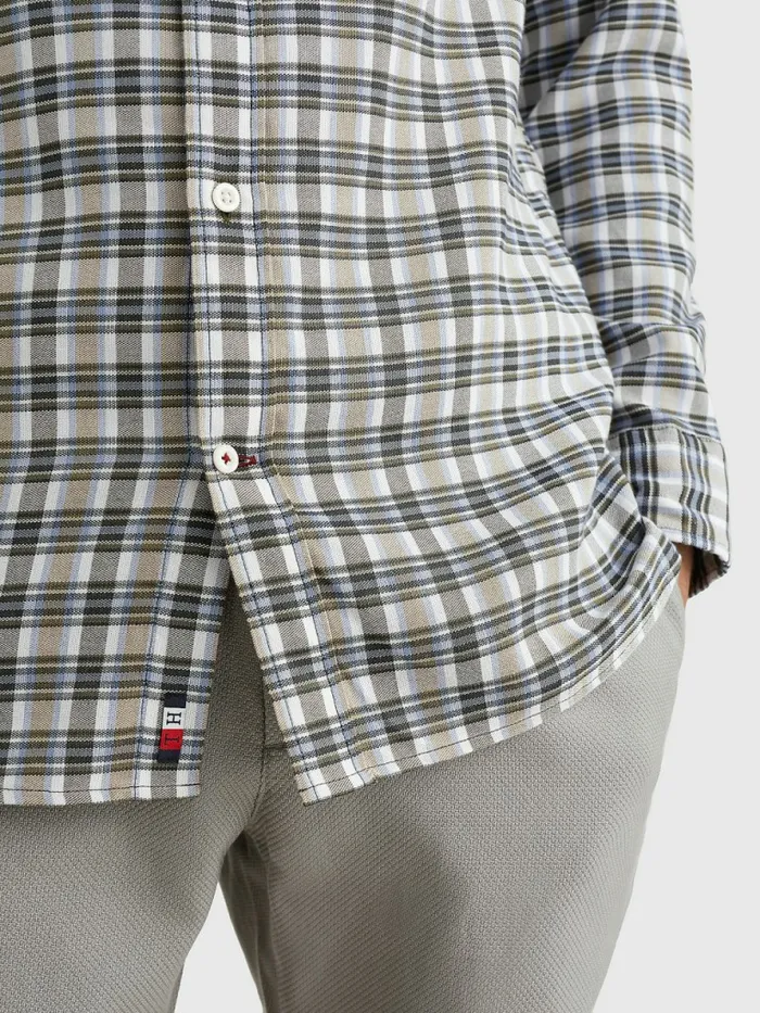 Tommy Hilfiger Plaid Check Slim Fit Oxford Shirt Army GreenDesert SkyMulti Mens Shirts Online