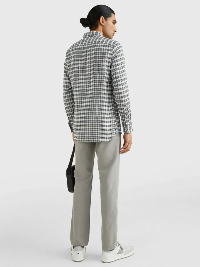 Tommy Hilfiger Plaid Check Slim Fit Oxford Shirt Army GreenDesert SkyMulti Mens Shirts Online