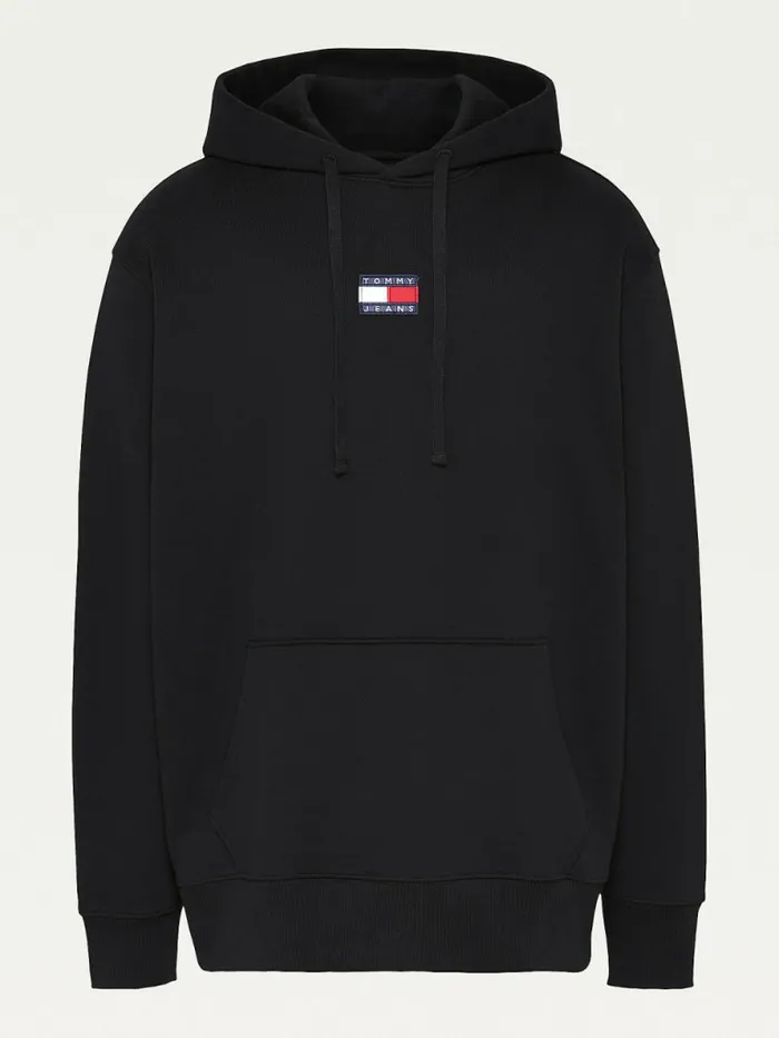 Tommy Hilfiger Plus Badge Organic Cotton Hoody Black Mens Sweatshirts and Hoodies Gift 4 You