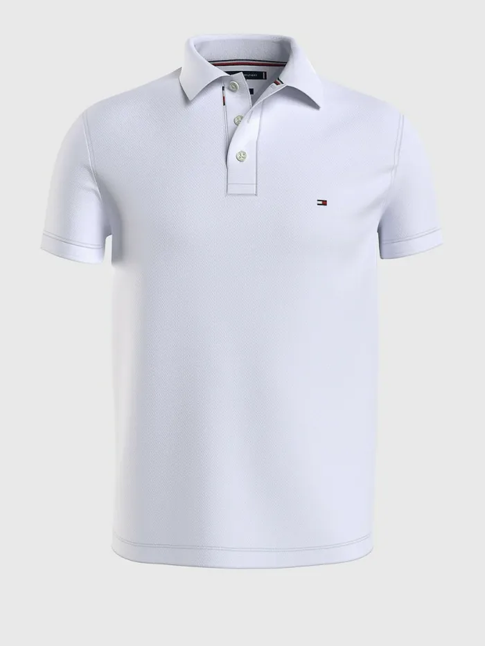 Tommy Hilfiger Plus Bubble Weave Polo White Mens Polo Shirts Near Me