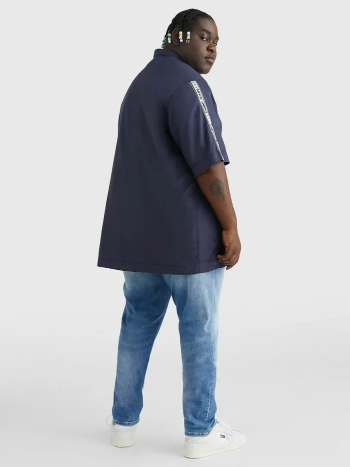Tommy Hilfiger Plus Casual Logo Tape Short Sleeve Shirt Twilight Navy Mens Plus Size Clothing