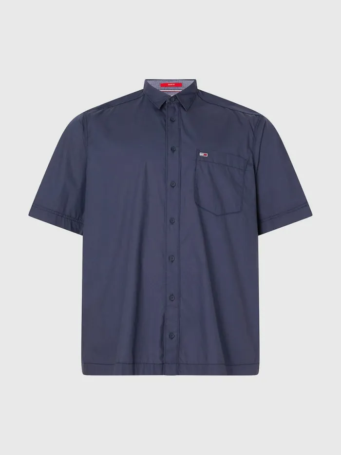 Tommy Hilfiger Plus Casual Logo Tape Short Sleeve Shirt Twilight Navy Mens Plus Size Clothing