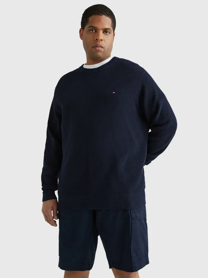 Tommy Hilfiger Plus Crew Neck Jumper Desert Sky Mens Knitwear Casaul