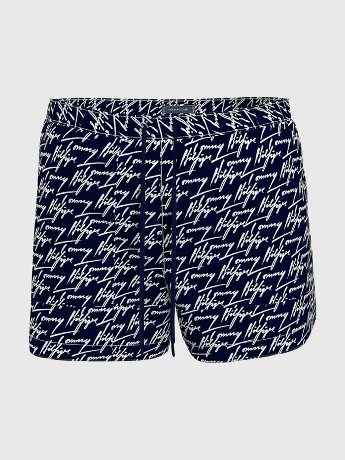 Tommy Hilfiger Plus Drawstring Mid Length Swim Shorts Hil Signature Print Mens Plus Size Clothing Gift for Friend Tommy Hilfiger Plus Drawstring Mid Length Swim Shorts Hil Signature Print Mens Plus Size Clothing Gift for Friend